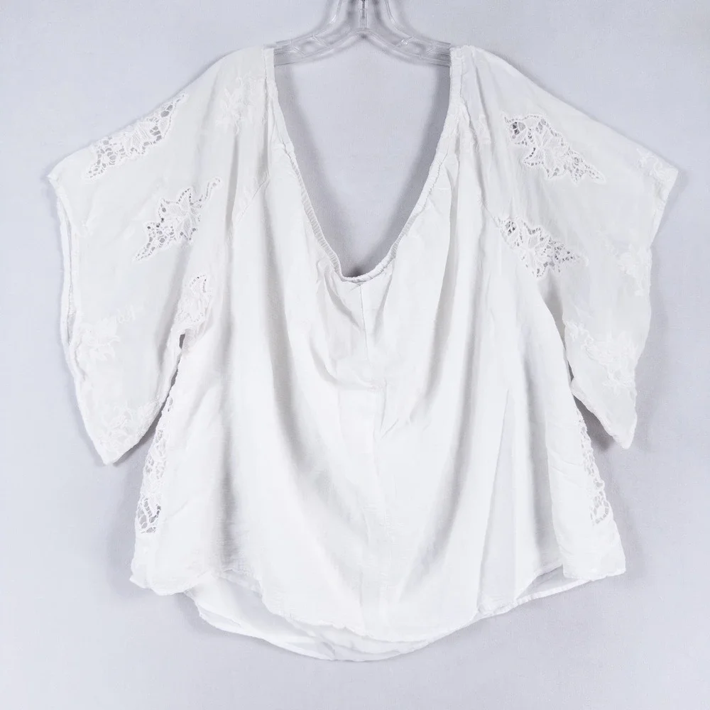 Lane Bryant Blouse Top Womens 26/28 4X White Lace Crochet Flutter Sleeve Boho - Picture 3 of 10